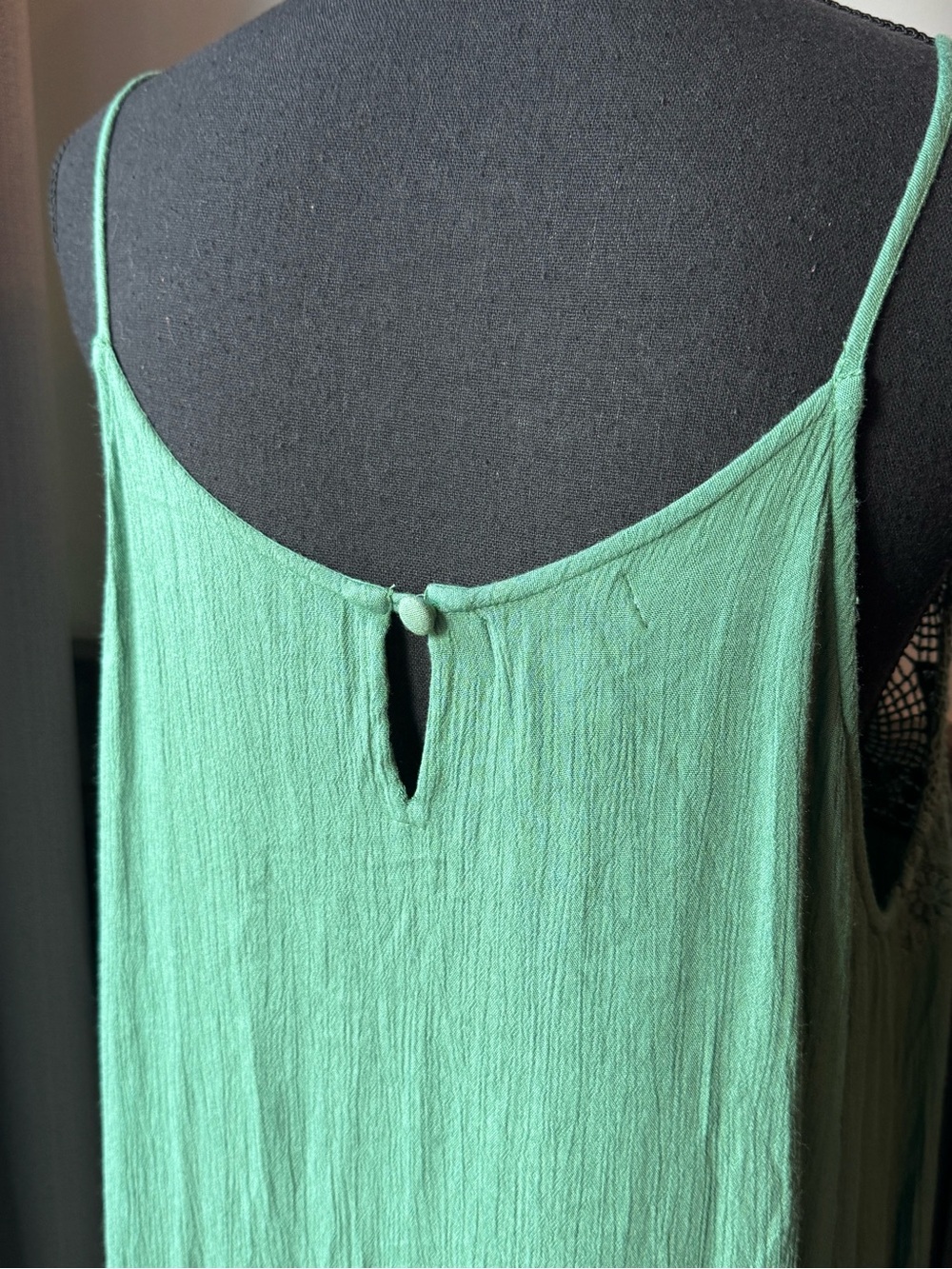 Myra bag Flowing Green Crochet-Detail boho Dress Large EUC - Picture 5 of 8